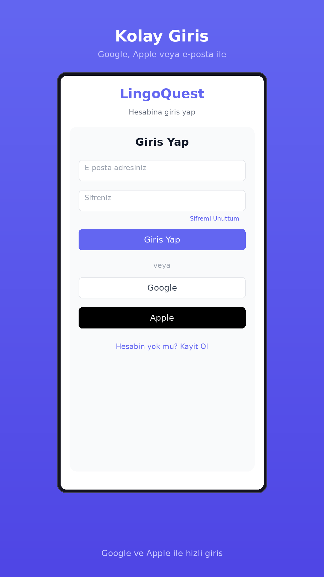 Giriş ekranı